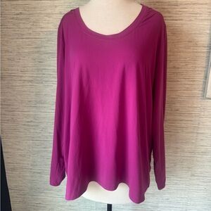 MTA SPORT Women's Long Sleeve Fuchsia athletic Top w open back design